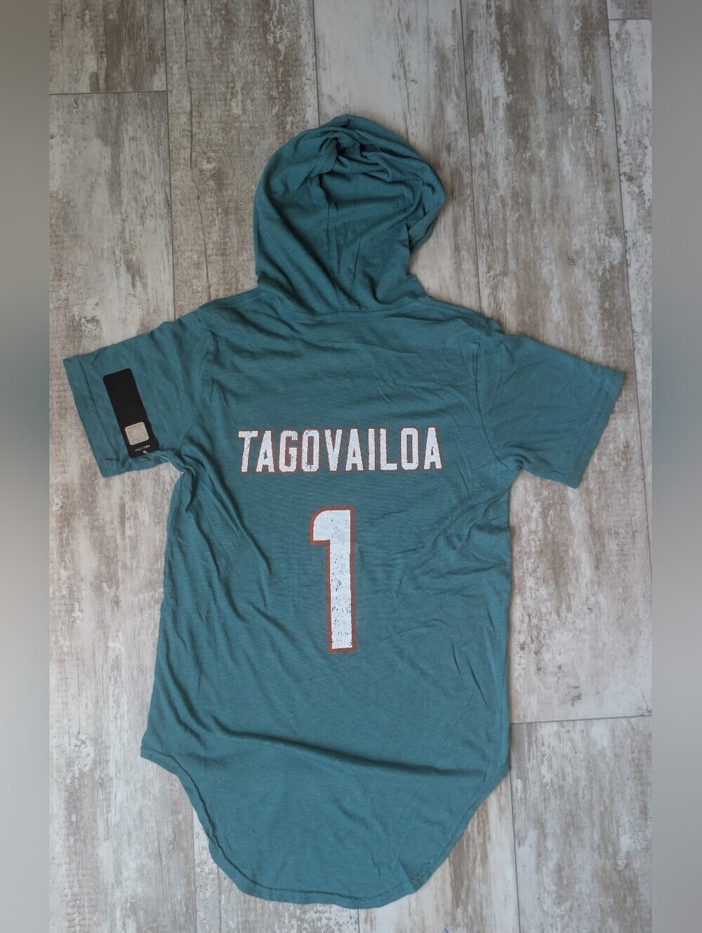 Miami Dolphins Teal Women's Hooded Jersey Tee - Picture 6 of 6